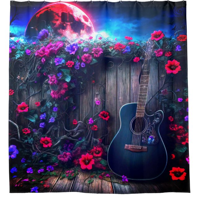 Guitar Art Shower Curtain (Front)