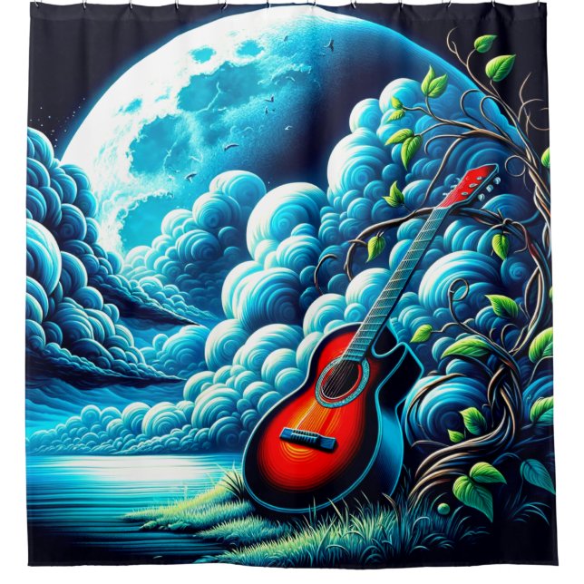 Guitar Art Shower Curtain (Front)
