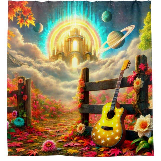 Guitar Art Shower Curtain (Front)
