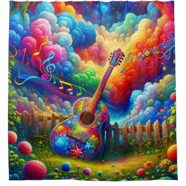 Guitar Art Shower Curtain (Front)