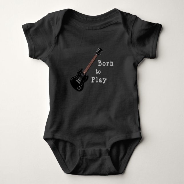 Guitar Baby Born to Play Saying Baby Bodysuit (Front)