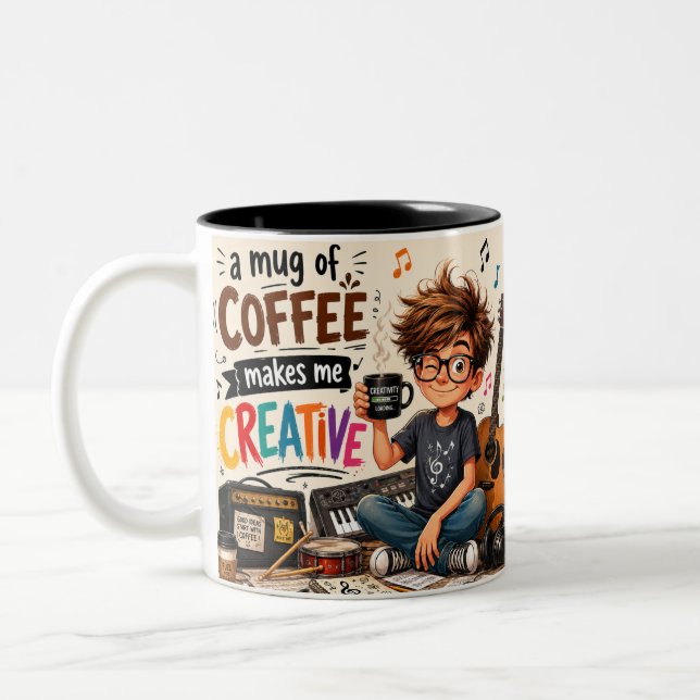 Guitar & Band Lover Ceramic Coffee Cup (Left)