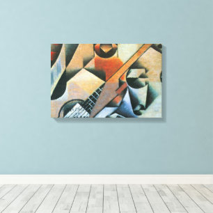 Guitar (Banjo) and Glasses, Juan Gris, Vintage Art Canvas Print