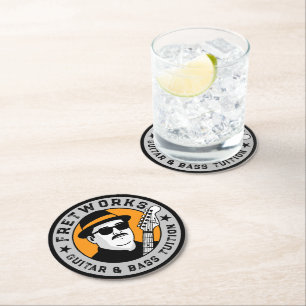 Guitar & Bass Tuition - Fret Works Round Paper Coaster