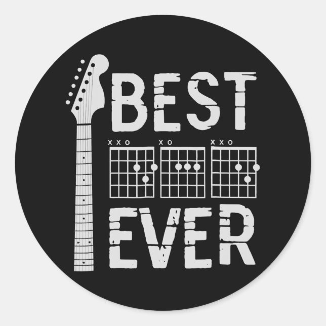 Guitar Best Dad Ever Chord Guitarist Father's Day Classic Round Sticker (Front)