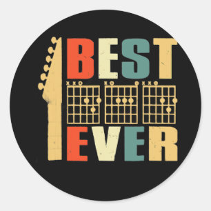 Guitar Best Dad Ever Chord Guitarist Father's Day Classic Round Sticker