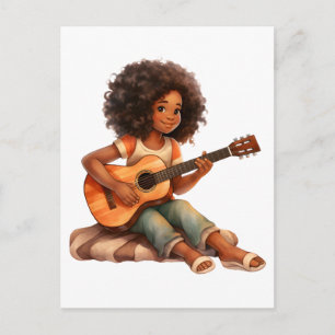Guitar black girl magic melanin brown skin girls postcard