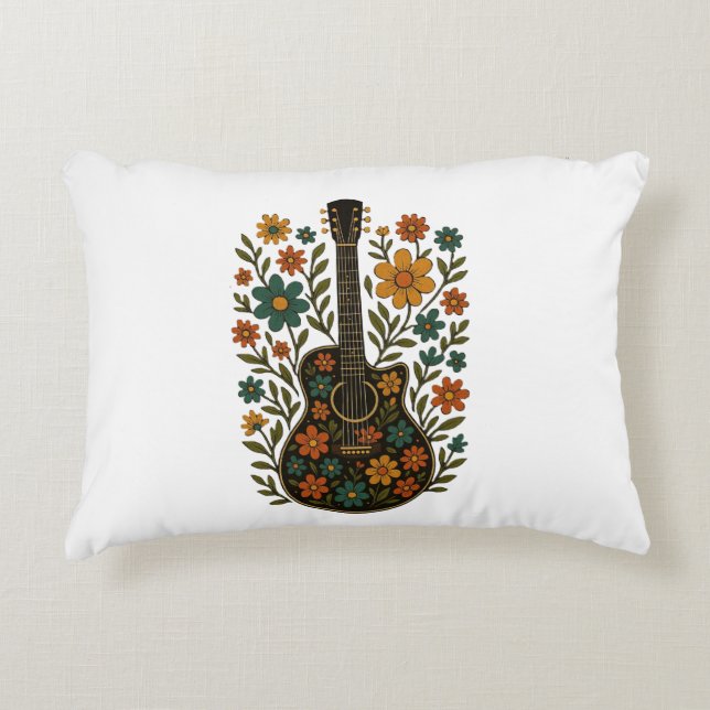 Guitar & Bloom Designs Decorative Cushion (Front)