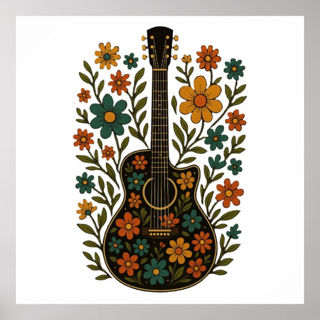 Guitar & Bloom Designs  Poster (Front)