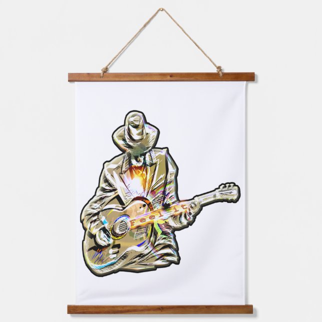 Guitar Blues Mann - Feel it  Hanging Tapestry (Front)