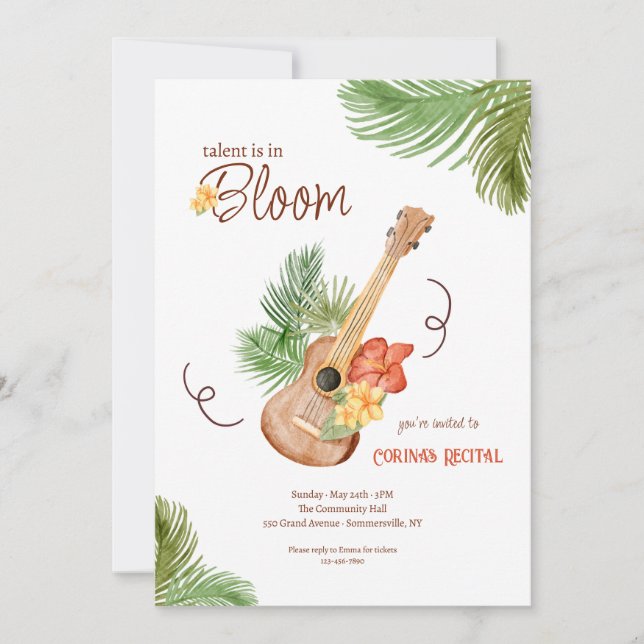 Guitar Botanical Invitation (Front)