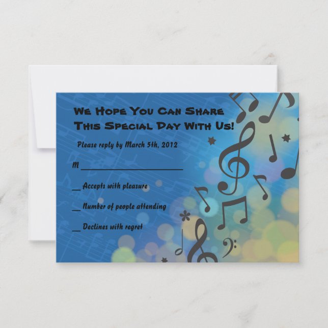 Guitar Boy Bat Bar Mitzvah Invitation Reply Card (Front)
