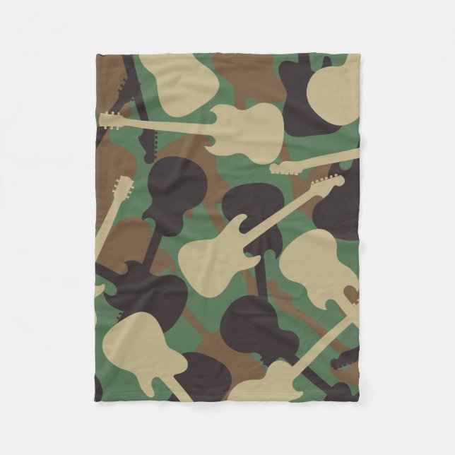 Guitar Camouflage Fleece Blanket (Front)