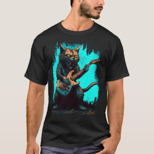 Guitar Cat Guitar Player Rock Guitarist Cool Play  T-Shirt