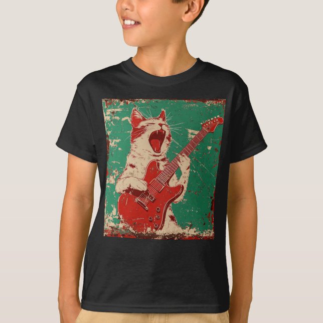 GUITAR CAT KIDS BOYS T-SHIRT (Front)