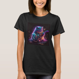Guitar Cat Kitten playing an Electric Guitar Synth T-Shirt