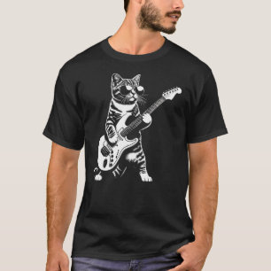 Guitar Cat Novelty Rock Music Band Concert Funny C T-Shirt