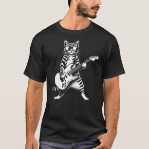 Guitar Cat Novelty Rock Music Band Concert Funny C T-Shirt