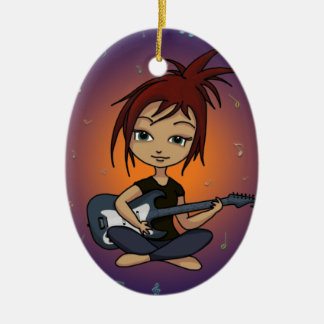 Guitar Chick Ceramic Tree Decoration