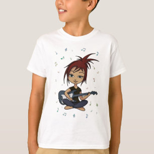 Guitar Chick (version 1, with music notes) T-Shirt