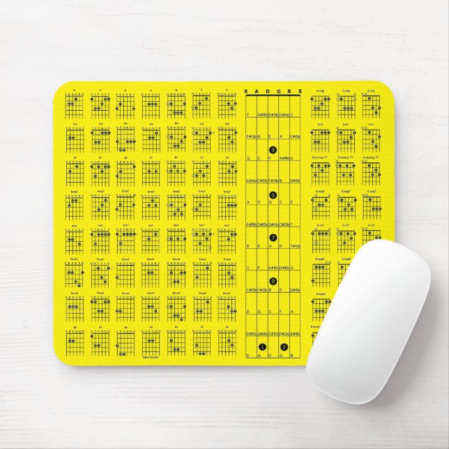 Guitar Chord Chart Mouse Pad (With Mouse)