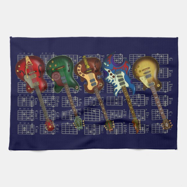 Guitar & chord tea towel (Horizontal)