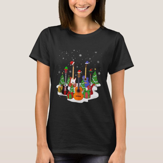Guitar Christmas Decor Musical Guitar Lovers Guita T-Shirt (Front)