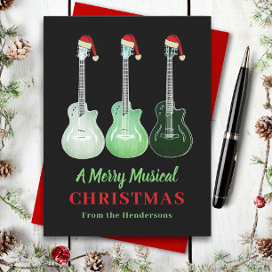 Guitar Christmas Merry Musical Personalised Holiday Postcard