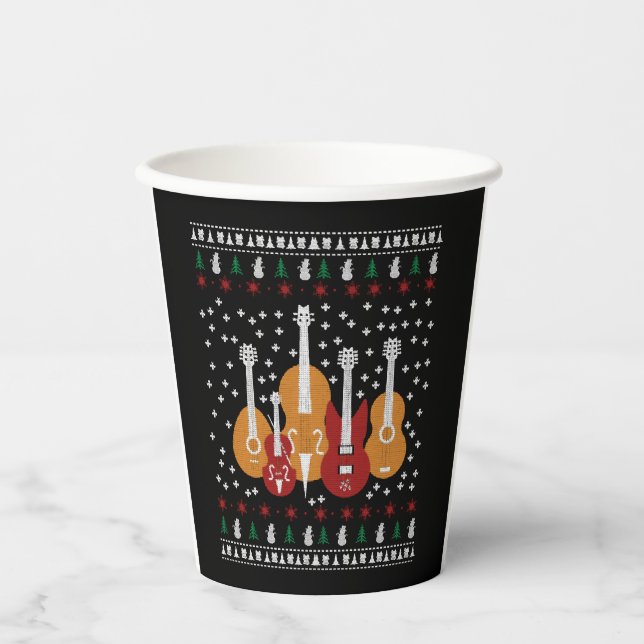 Guitar Christmas Paper Cups (Front)