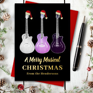 Guitar Christmas Personalised Pink Black Gold