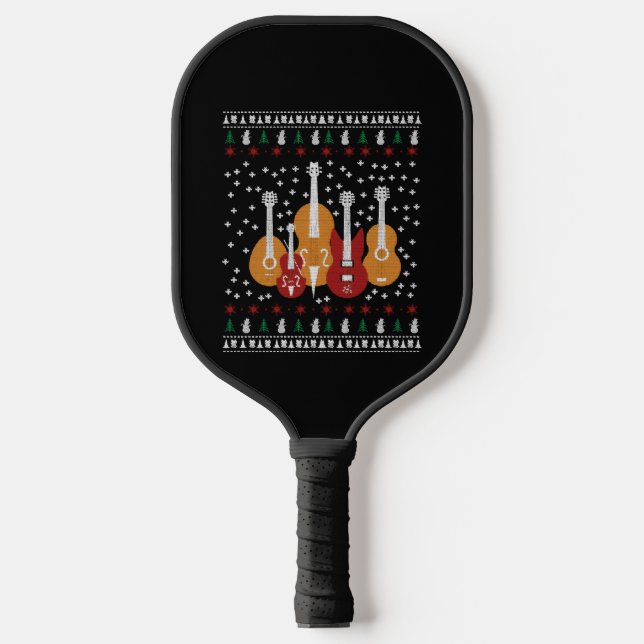 Guitar Christmas Pickleball Paddle (Front)