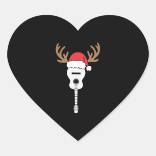 Guitar Christmas Santa Hat Reindeer Heart Sticker