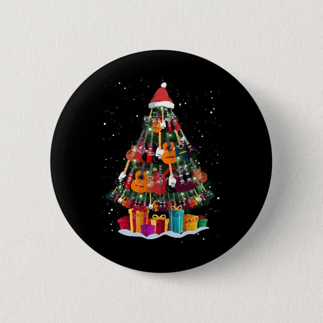 Guitar Christmas Tree Funny  6 Cm Round Badge (Front)