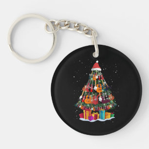 Guitar Christmas Tree Funny Key Ring