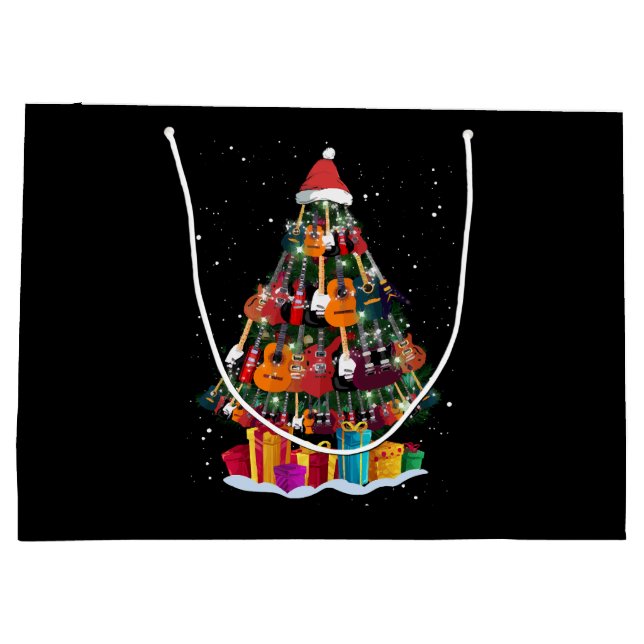 Guitar Christmas Tree Funny  Large Gift Bag (Back)