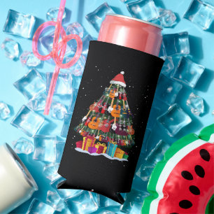 Guitar Christmas Tree Funny  Seltzer Can Cooler