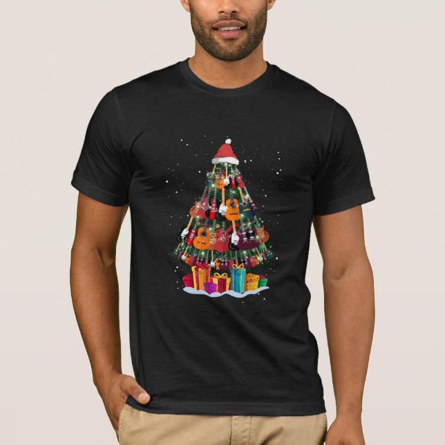 Guitar Christmas Tree Funny  T-Shirt (Front)