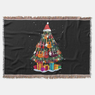 Guitar Christmas Tree Funny Throw Blanket