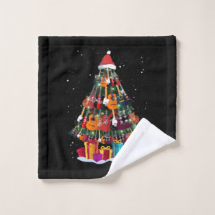 Guitar Christmas Tree Funny  Wash Cloth