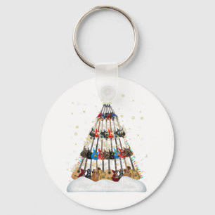 Guitar Christmas Tree Shirt Musician Xmas Gift Men Key Ring