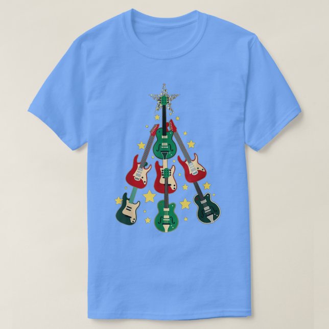 Guitar Christmas Tree  T-Shirt (Design Front)