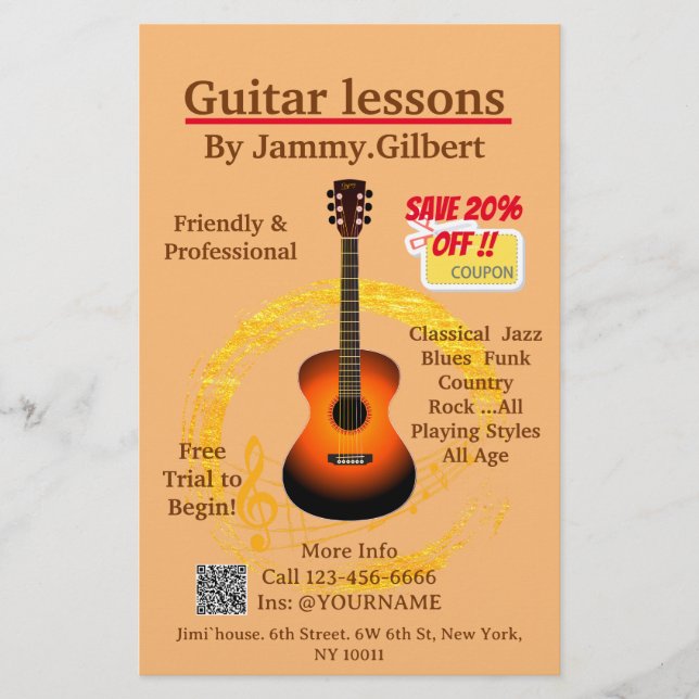 Guitar Class Flyer Double-sided printing (Front)