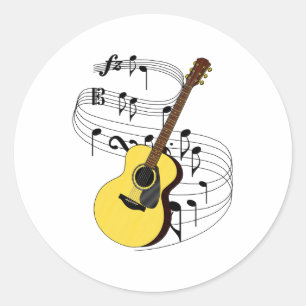 Guitar Classic Round Sticker