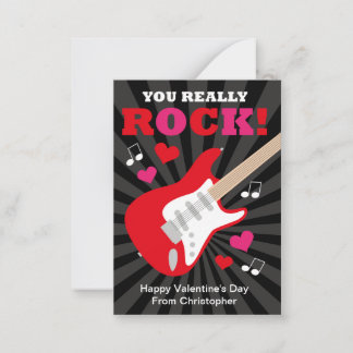 Guitar Classroom Valentine Cards for Kids