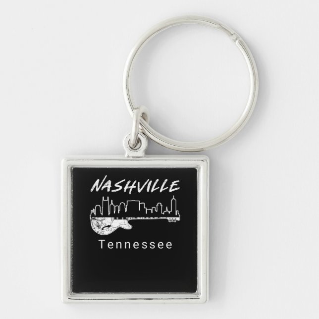 Guitar Country Music Souvenir Gift Nashville Key Ring (Front)
