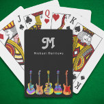 Guitar Custom Playing Cards<br><div class="desc">These cool, colourful playing cards are a perfect blend of style and fun, featuring an array of electric guitars, acoustic guitars, and semi-acoustic guitars in a funky psychedelic pattern. The vibrant pop art colours make the design pop, while the groovy typography adds a playful, retro touch. Customisable with your personalised...</div>