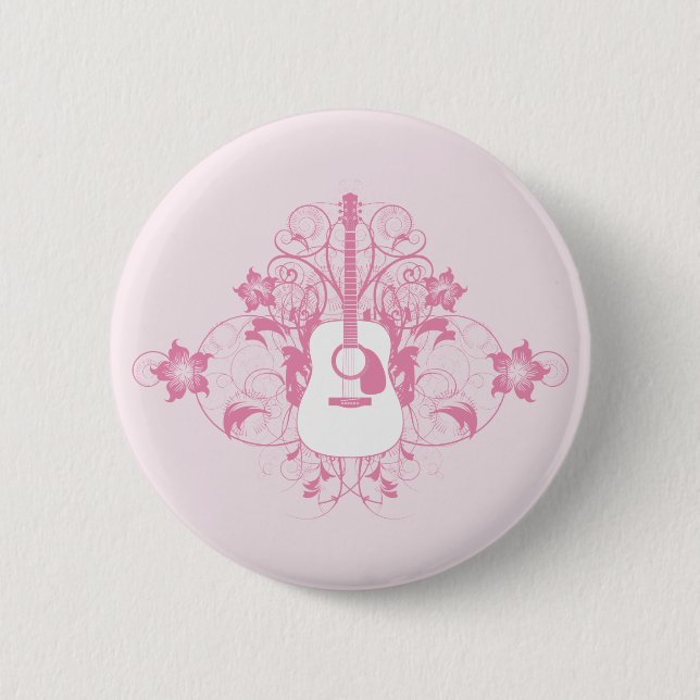Guitar Design 6 Cm Round Badge (Front)