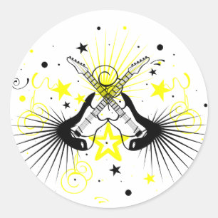 Guitar Design Classic Round Sticker