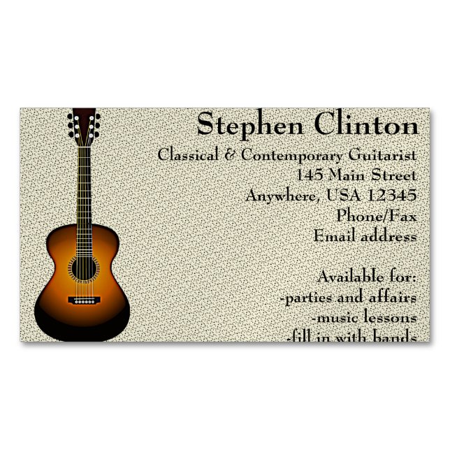 Guitar Design Magnetic Business Card (Front)