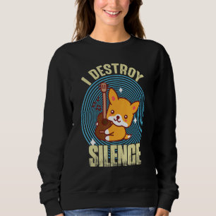 Guitar Destroy Silence Cute Fox Guitarist Rock gui Sweatshirt
